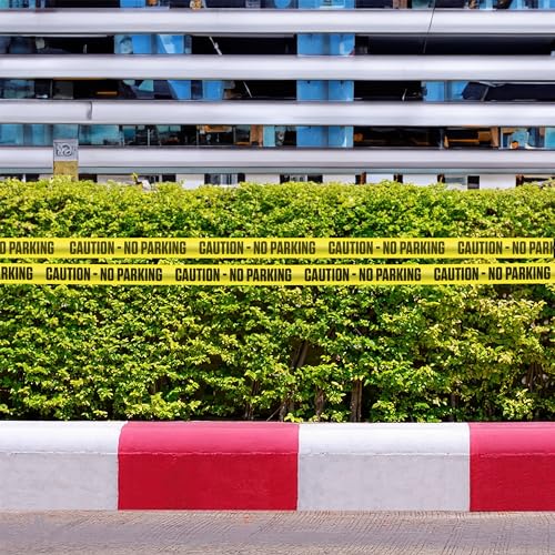 ATERET Caution No Parking Tape 2 Pack 3 inch x 1000 feet, Hazard Safety Tape, Construction Tape for Danger/Hazardous Area, Ideal Use for Halloween Decorations, Party, Work-Site
