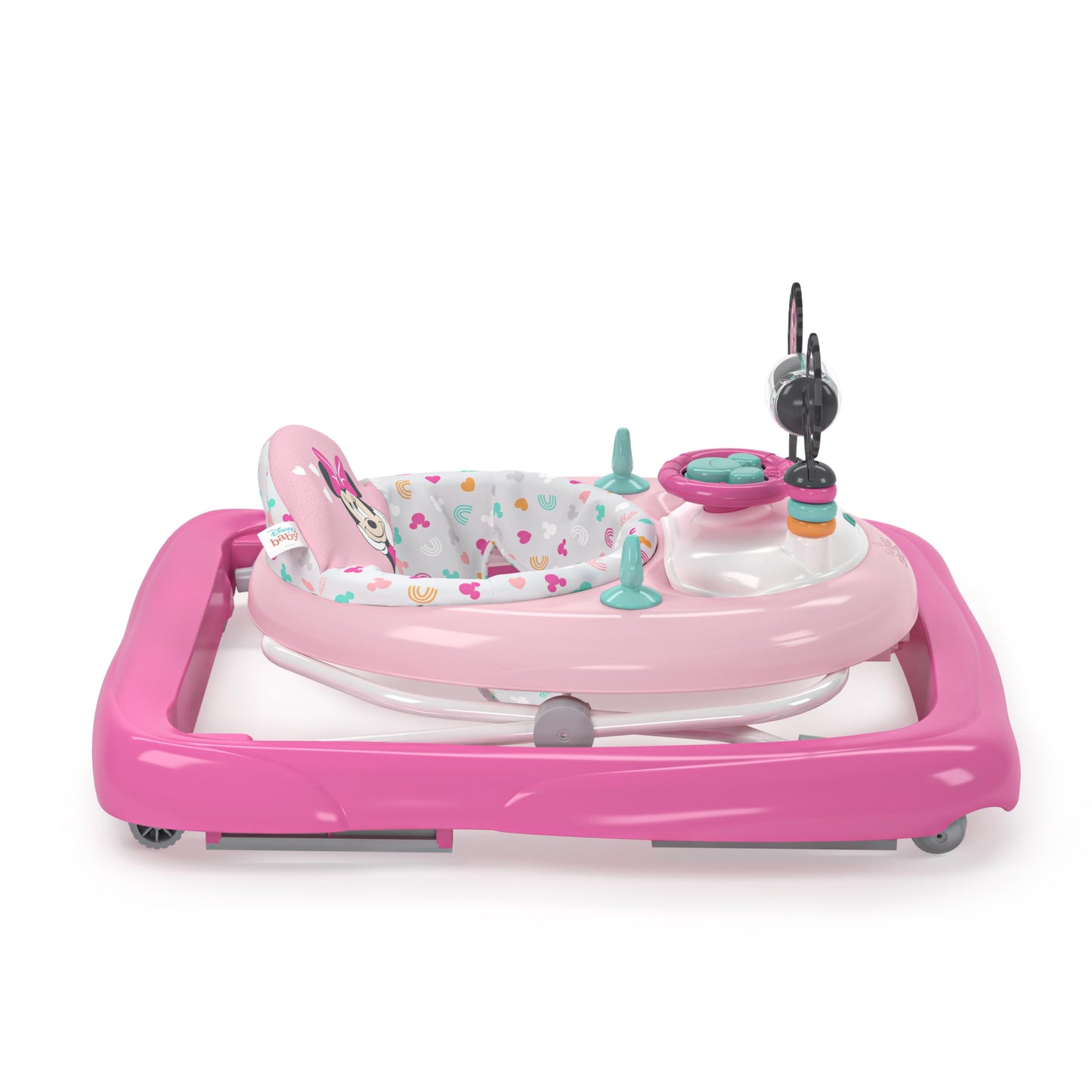 Bright Starts Disney Baby Minnie Mouse Forever Besties 2-in-1 Baby Activity Walker - Easy Fold Frame and Removable -Toy Station, 6 Months and up