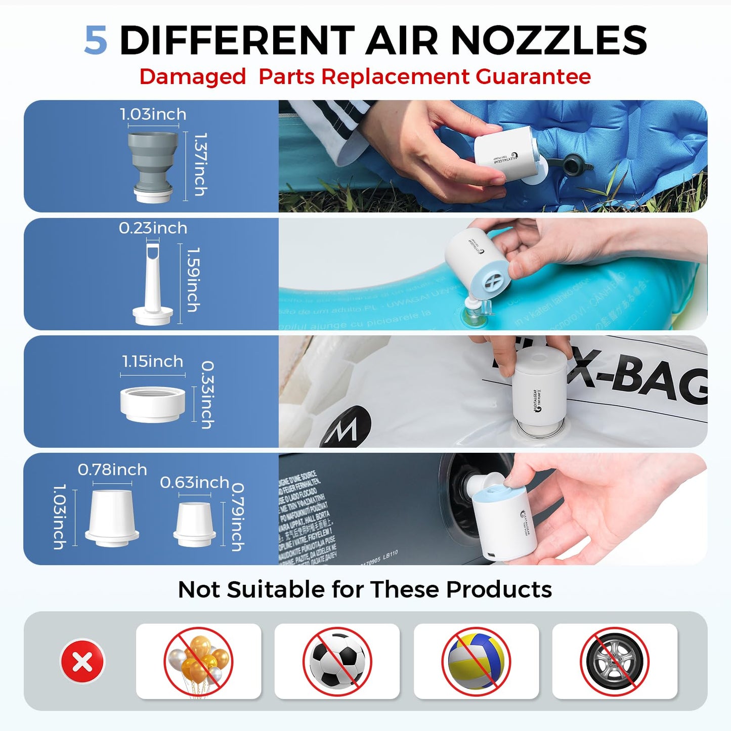 FLEXTAILGEAR Air Pump for Inflatables,Tiny Pump Portable Air Pump,Ultra-Mini Pump with 1300mAh Rechargeable Battery to Inflate Deflate for Pool Floats Air Mattress Vacuum Storage Bags (Blue)