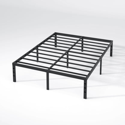 NEW JETO Metal Bed Frame,Full Size Bed Frame with Storage Space,Heavy Duty Sturdy Mattress Foundation,Easy Assembly,No Box Spring Needed, Black,14 Inch,Full