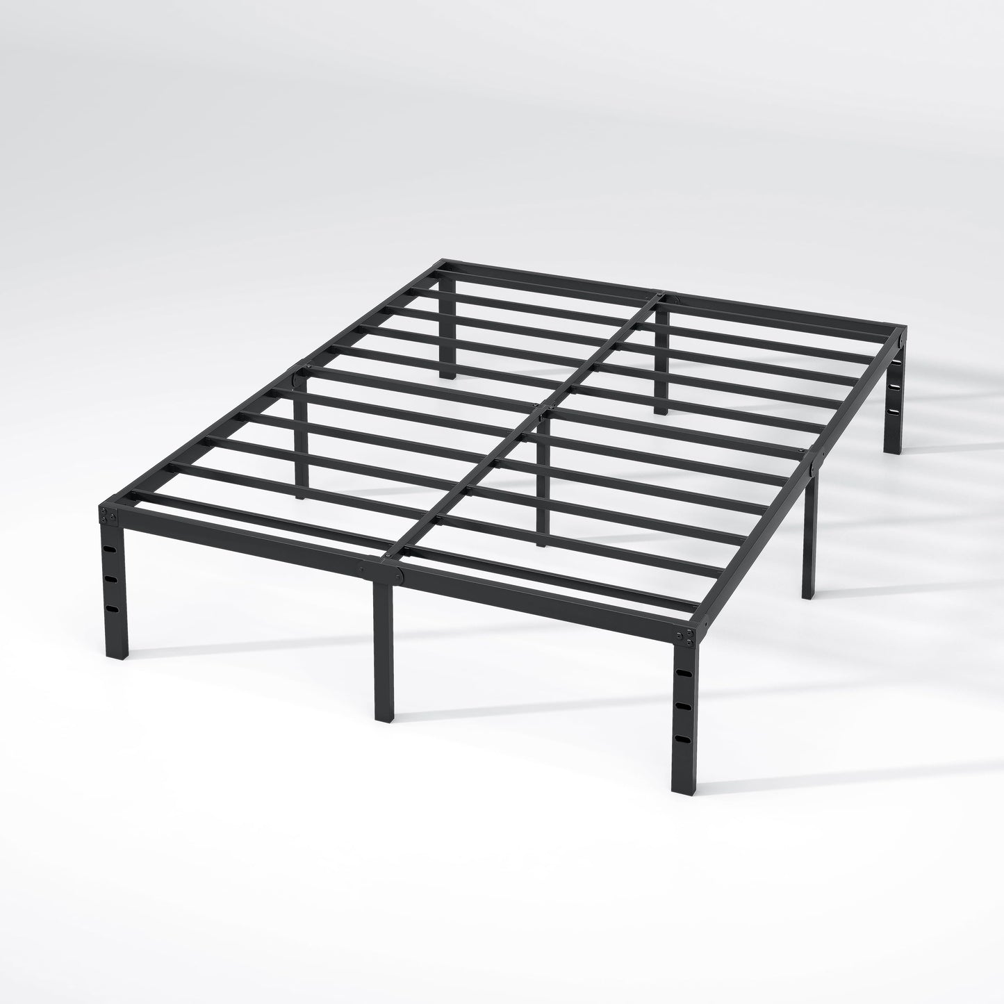 NEW JETO Metal Bed Frame,Full Size Bed Frame with Storage Space,Heavy Duty Sturdy Mattress Foundation,Easy Assembly,No Box Spring Needed, Black,18 Inch,Full