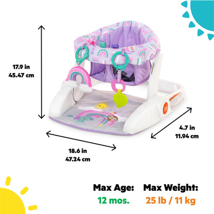 Bright Starts Learn-to-Sit 2-Position Baby Floor Seat with Toys, Unisex, 4-12 Months, Purple Paradise