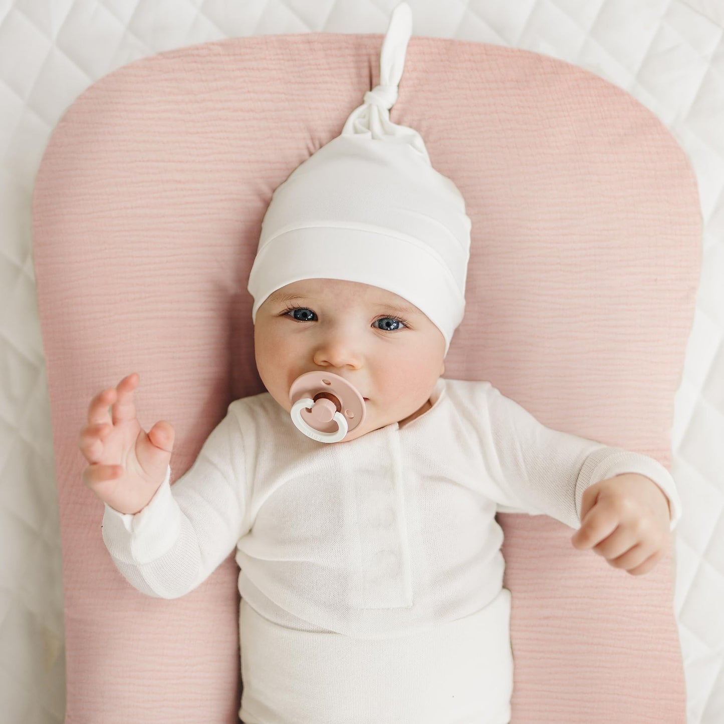 Konssy Muslin Baby Lounger Cover 2 Pack, 100% Cotton Newborn Lounger Cover, Soft and Breathable Baby Nest Slipcover for Boys Girls (Pink,Wheat)