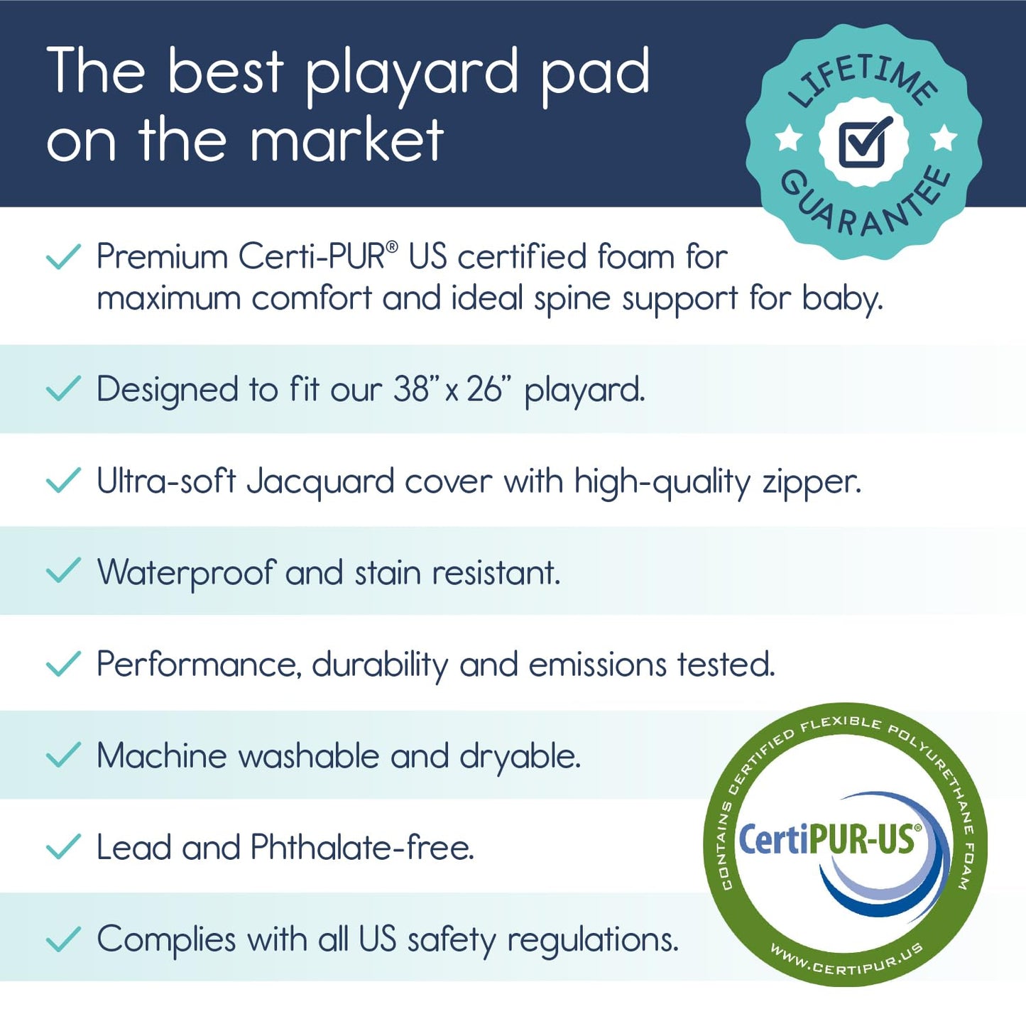 hiccapop Pack and Play Mattress Pad (38"x26"x1.5"), Playard Pad, Portable Crib Mattress, 1.5" Thick