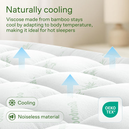 Ultra Soft Twin Size Mattress Topper - Viscose Made from Bamboo Pillow Top Mattress Pad for Back Pain Relief - Naturally Cooling for Hot Sleepers, Green