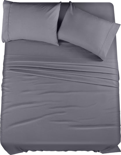 Utopia Bedding Full Sheet Set – 4 Piece Bed Sheets for Full Size Bed, Soft and Breathable Microfiber, Includes 1 Fitted Sheet, 1 Flat Sheet and 2 Pillowcases (Grey)
