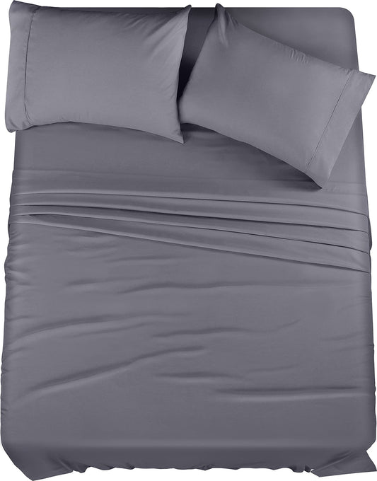 Utopia Bedding Full Sheet Set – 4 Piece Bed Sheets for Full Size Bed, Soft and Breathable Microfiber, Includes 1 Fitted Sheet, 1 Flat Sheet and 2 Pillowcases (Grey)