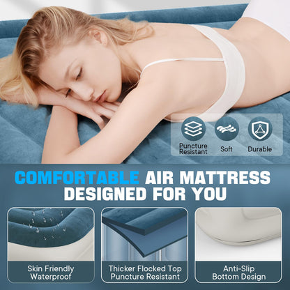 VOSSER Twin Air Mattress with Built-in Pump,Fast & Easy Inflation/Deflation Inflatable Mattress, Foldable Blow Up Mattress with Storage Bag, Inflatable Bed for Home, Camping & Guests