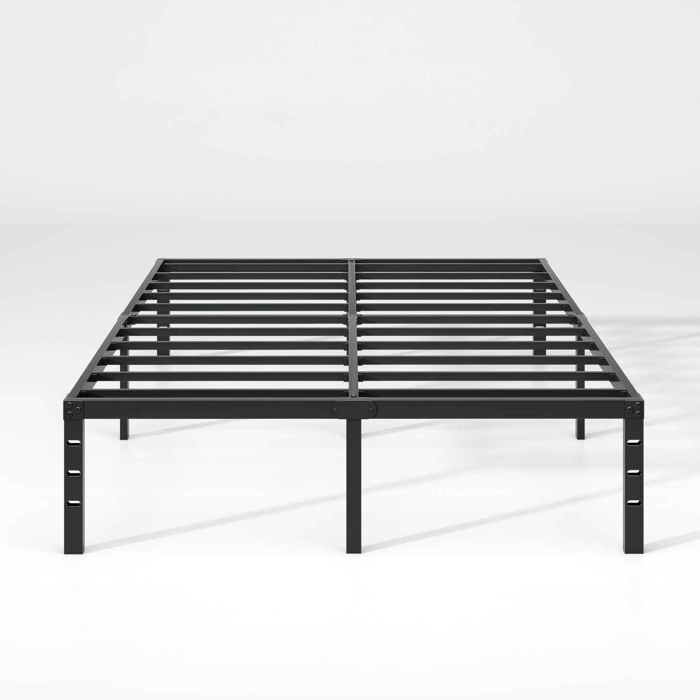 NEW JETO Metal Bed Frame,Queen Size Bed Frame with Storage Space,Heavy Duty Sturdy Mattress Foundation,Easy Assembly,No Box Spring Needed, Black,18 Inch,Queen