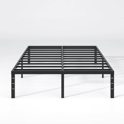 NEW JETO Metal Bed Frame,Queen Size Bed Frame with Storage Space,Heavy Duty Sturdy Mattress Foundation,Easy Assembly,No Box Spring Needed, Black,18 Inch,Queen
