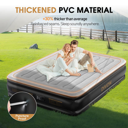 DIVON Air Mattress Queen with Built in Pump,Blow Up Mattress with Wave Pattern in 3 Mins,15’’High Quick Inflatable Mattress Queen,Air Bed for Home&Camping,660lbs