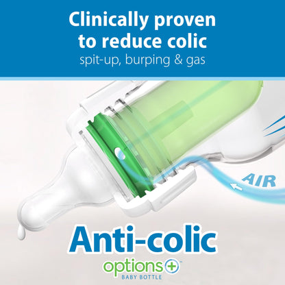 Dr. Brown's Anti-Colic Options+ Narrow Glass Baby Bottle with Level 1 Slow Flow Nipple, BPA-Free, 4 oz/120mL, 4-Pack