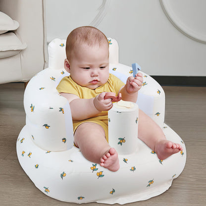 EKEPE Inflatable Baby Seat for Babies 3 Months & Up, Infant Floor Seats for Sitting Up, Baby Seats for Infants, Blow Up Baby Chair with Built in Air Pump - Olive Flower