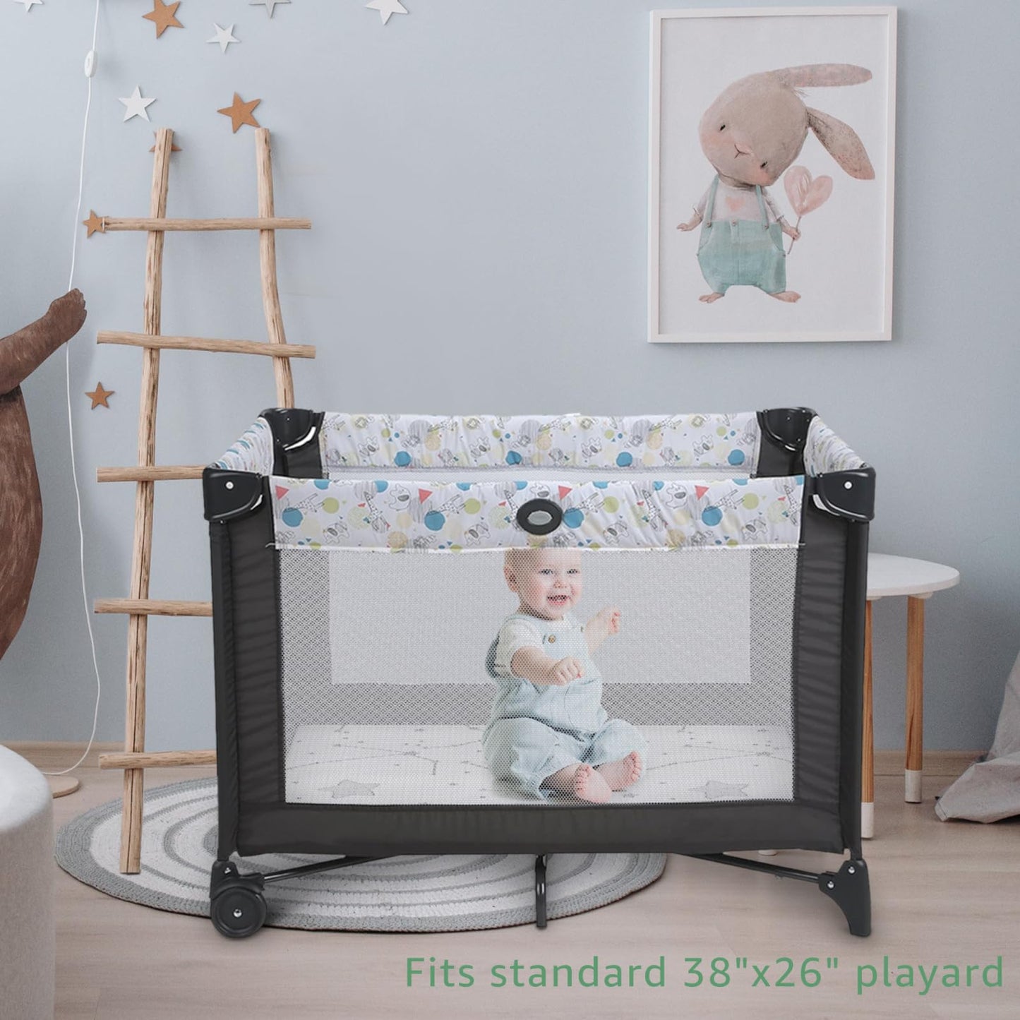 YENING Pack and Play Mattress Topper Baby Pack N Play Mattresses for Playpen and Playard with Washable Cover 38"x26"x1", 1 Pack Firm Foam
