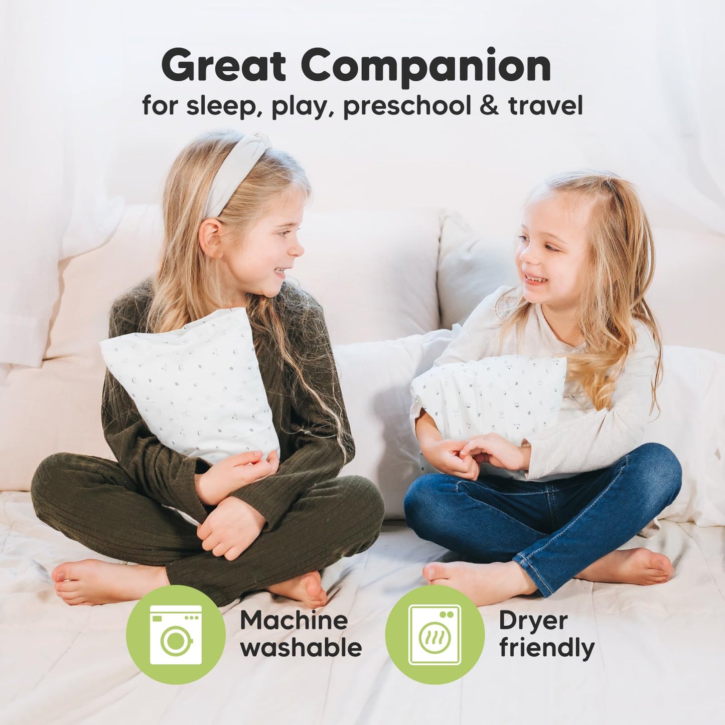 Mini Toddler Pillow with Pillowcase - 9x13 My Little Dreamy Travel Kids Pillow for Sleeping, Toddler Bed, Small, Tiny, Organic Cotton Pillowcase, Soft & Breathable, Kids 2-4 Years Old (Acorn)