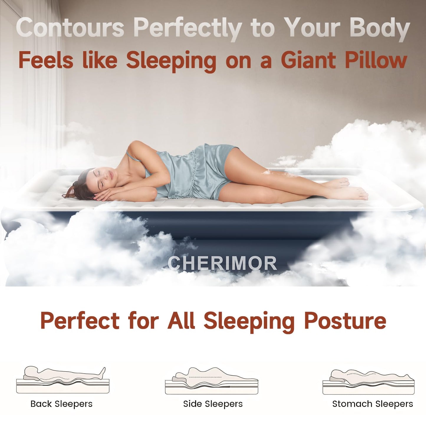 King Size Air Mattress with Built-in Pump, 18in Raised Heavy Duty Inflatable Bed, 1000lbs Maxs, Fast Inflatable Blow up Mattress with Carry Bag, Air Bed for Camping Sleepover Guest Room