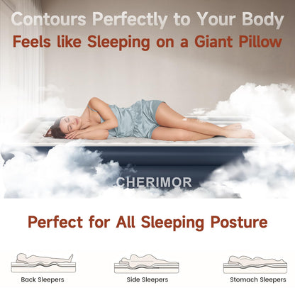 King Size Air Mattress with Built-in Pump, 18in Raised Heavy Duty Inflatable Bed, 1000lbs Maxs, Fast Inflatable Blow up Mattress with Carry Bag, Air Bed for Camping Sleepover Guest Room