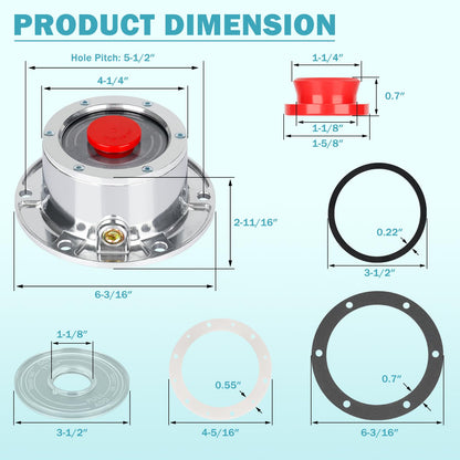 CheeMuii 4 Pack 343-4009 Trailer Hub Caps with Oil Window Cover Kit 4 Set 3434009 Aluminum Hubcaps for Trailer Axle with Extra Rubber Plugs Replace for Stemco 343-4009 359-5990