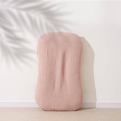 MairMore Muslin Baby Lounger Cover for Newborn & Infant, 100% Cotton Soft and Breathable Lounger Slipcover for Baby Girls and Boys, Pack of 2 (Pink, Ivory)