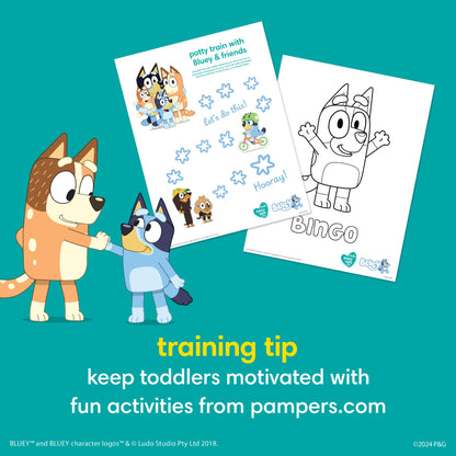 Pampers Training Pants - Easy Ups Boys & Girls Bluey - Size 5T-6T, 84 Count, Children's Potty Underwear (Packaging May Vary)