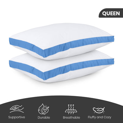 Utopia Bedding Bed Pillows for Sleeping Queen Size (Blue), Set of 2, Cooling Hotel Quality, Gusseted Pillow for Back, Stomach or Side Sleepers