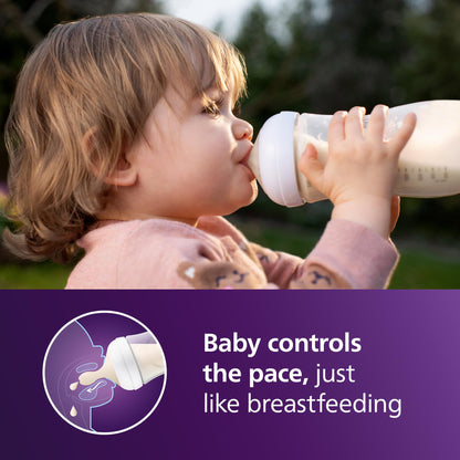 Philips Avent Natural Baby Bottles with Natural Response Nipples (Fast Flow, Flow 4), 11oz, 4-Pack, SCY906/04