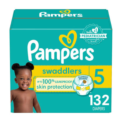 Pampers Baby Diapers - Swaddlers - Size 5, 132 Count, Ultra Absorbent Disposable Infant Diaper