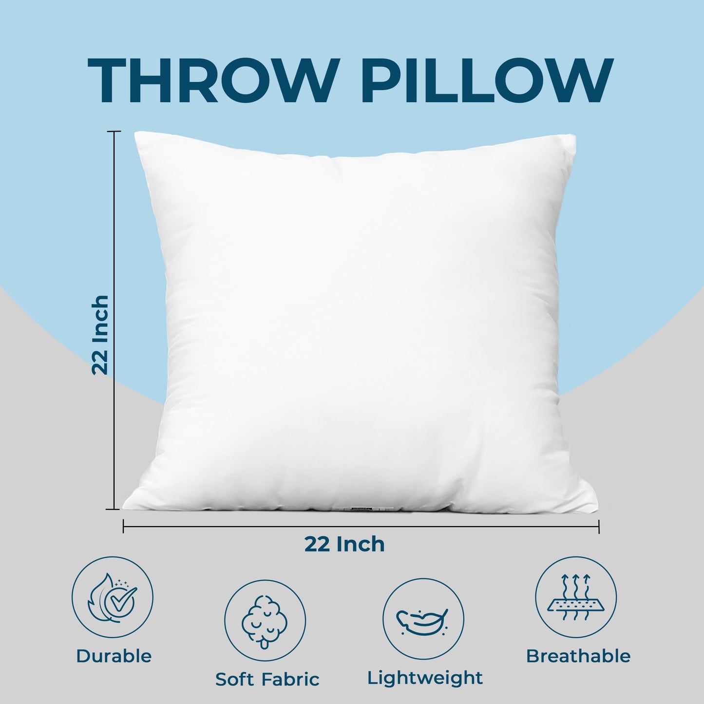 Utopia Bedding Throw Pillows (Set of 4, White), 22 x 22 Inches Pillows for Sofa, Bed and Couch Decorative Stuffer Pillow