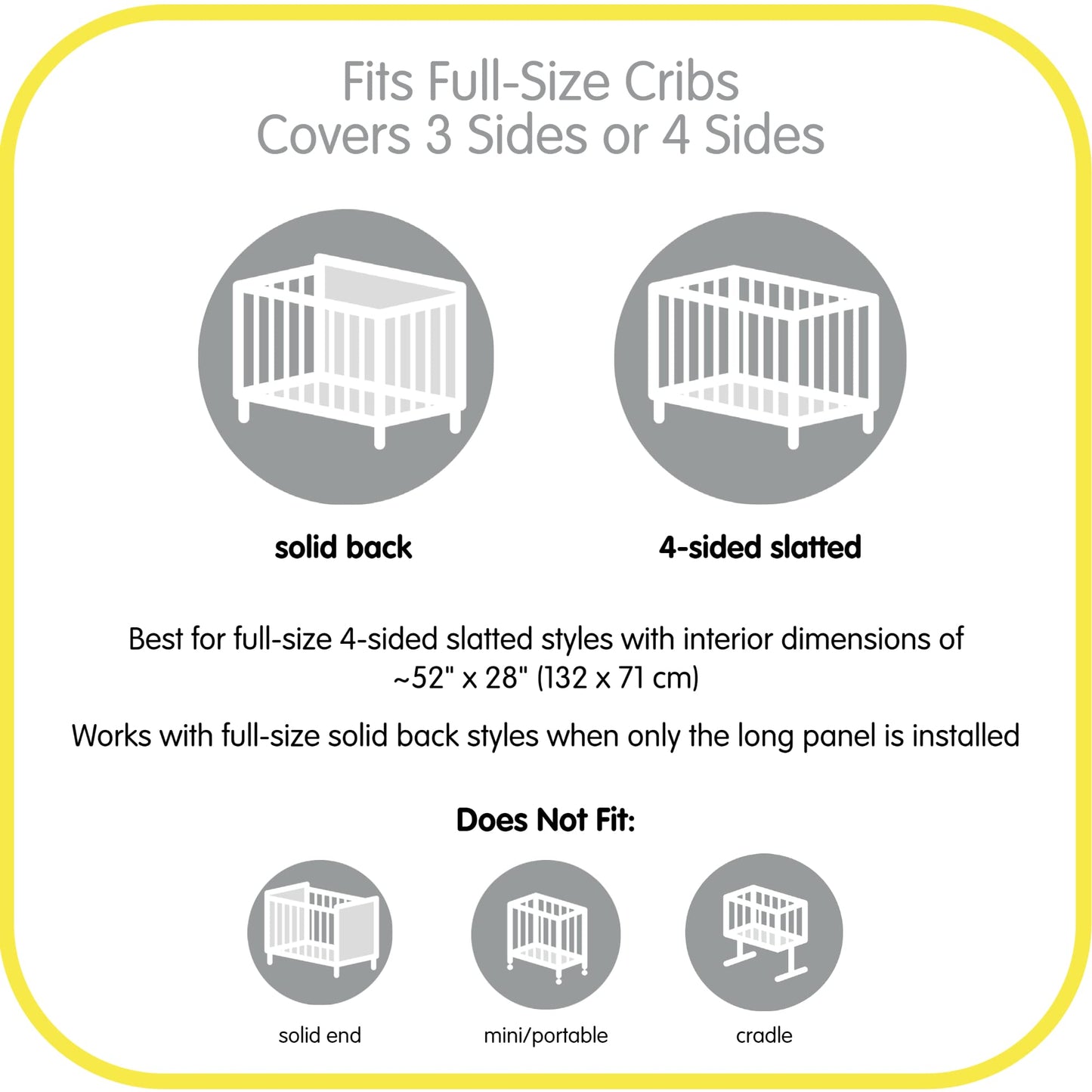 BreathableBaby Breathable Mesh Liner for Full-Size Cribs, Classic 3mm Mesh, White (Size 4FS Covers 3 or 4 Sides)