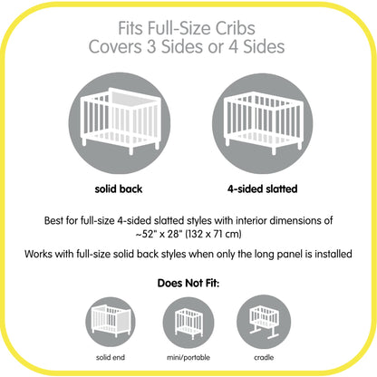 BreathableBaby Breathable Mesh Liner for Full-Size Cribs, Classic 3mm Mesh, White (Size 4FS Covers 3 or 4 Sides)