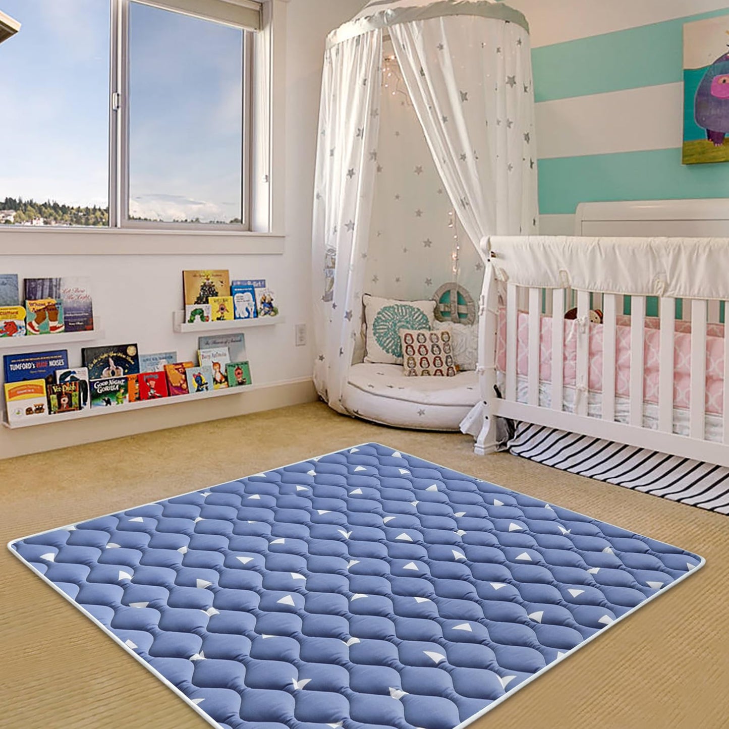 Premium Foam Baby Play Mat, 50x50 Playpen Mat, Thicken One-Piece Crawling Mat, Non-Slip Cushioned Baby Playmats for Infants, Babies, Toddlers, Play & Tummy Time