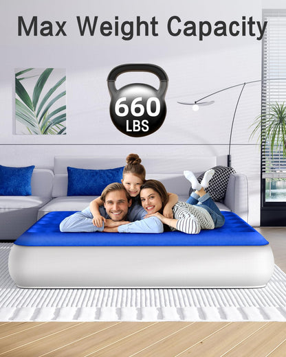 Xsleep Queen Air Mattress with Built in Pump Luxurious Comfort Raised Inflatable Mattress Queen Airbed Blow Up Mattress for Home and Guests 80"*60"*13" Air Bed 2 Mins Fast Inflate/Deflate 660 lbs Max