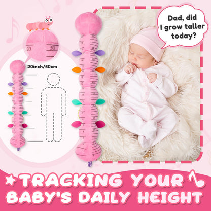 AWOTOY Baby Toys 0-6-12 Months,Infant Musical Stuffed Animals Activity Toys with Muti-Sensory Crinkle,Rattles,Baby Girl Toys Gifts for Newborn Tummy Time,Caterpillar,Pink