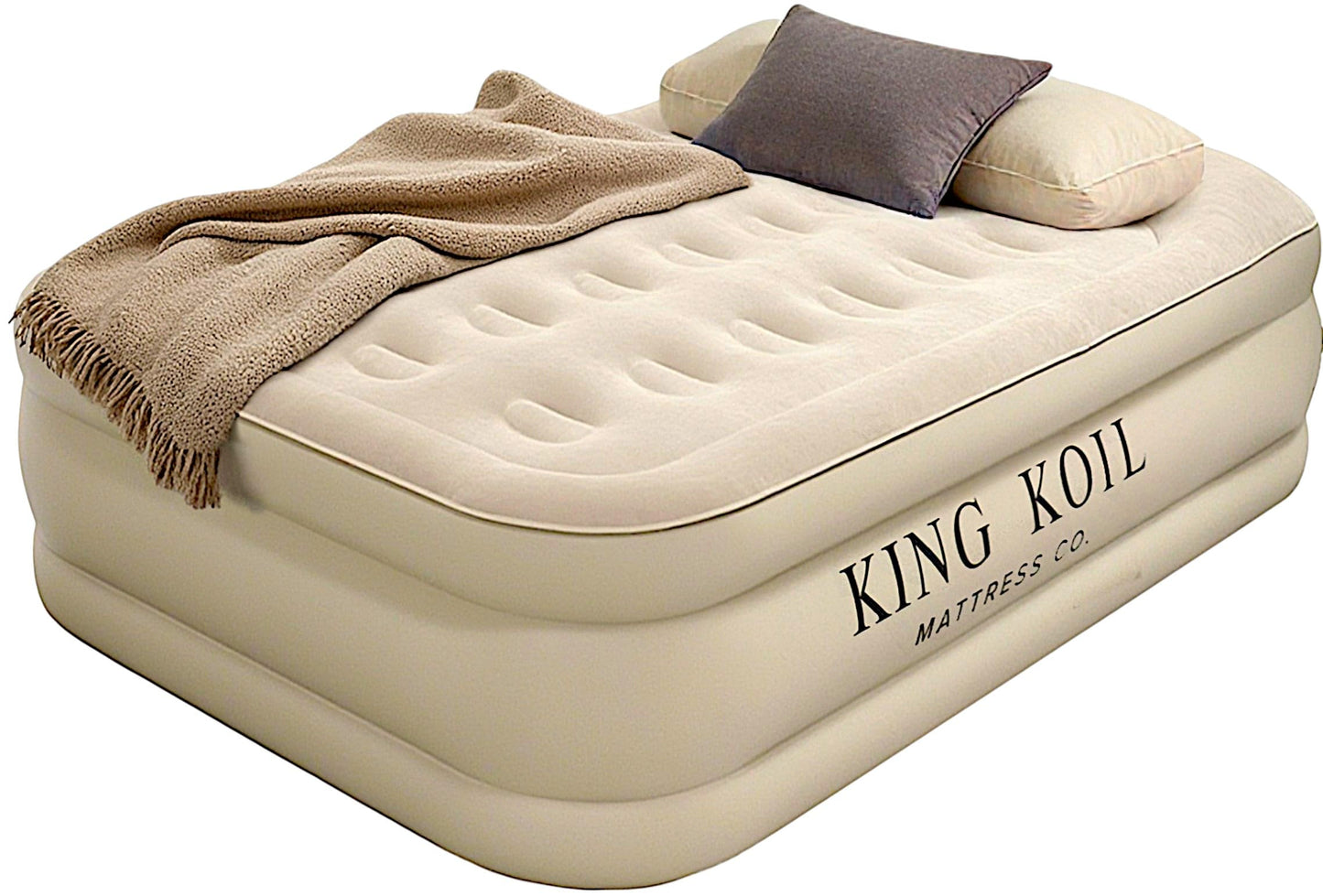 King Koil Plush Pillow Top Twin Air Mattress with Built-in High-Speed Pump for Camping, Home & Guests - 20” Twin Size Airbed Luxury Inflatable Blow Up Mattress, Waterproof, 1-Year Warranty
