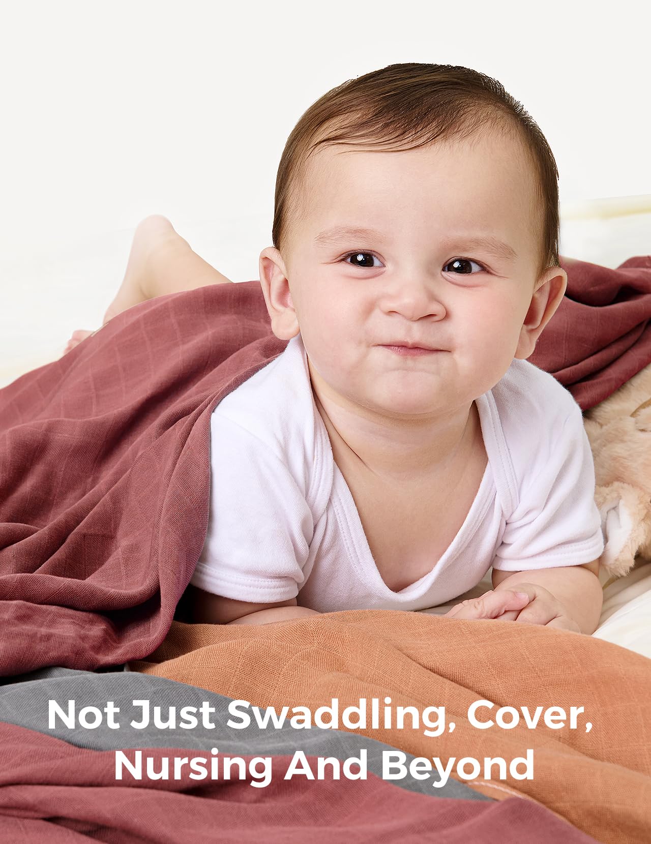 Momcozy Muslin Swaddle Blankets for Baby Boys and Girls, 4-Pack Breathable and Skin-Friendly Receiving Blanket Wrap, Baby Essentials, Registry & Gift, 47 x 47 inches