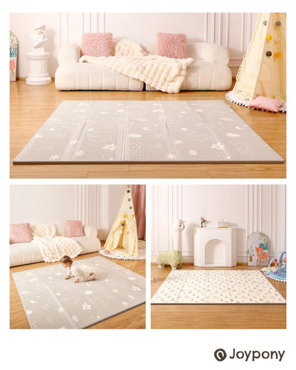 Joypony Baby Play Mat 79x 71 Inch, Extra Large Foldable Play Mats for Babies and Toddlers, Waterproof & Anti-Slip Portable Baby Floor Mat for Tummy Time, Non Toxic Foam Play Mat for Floor Travel Bag