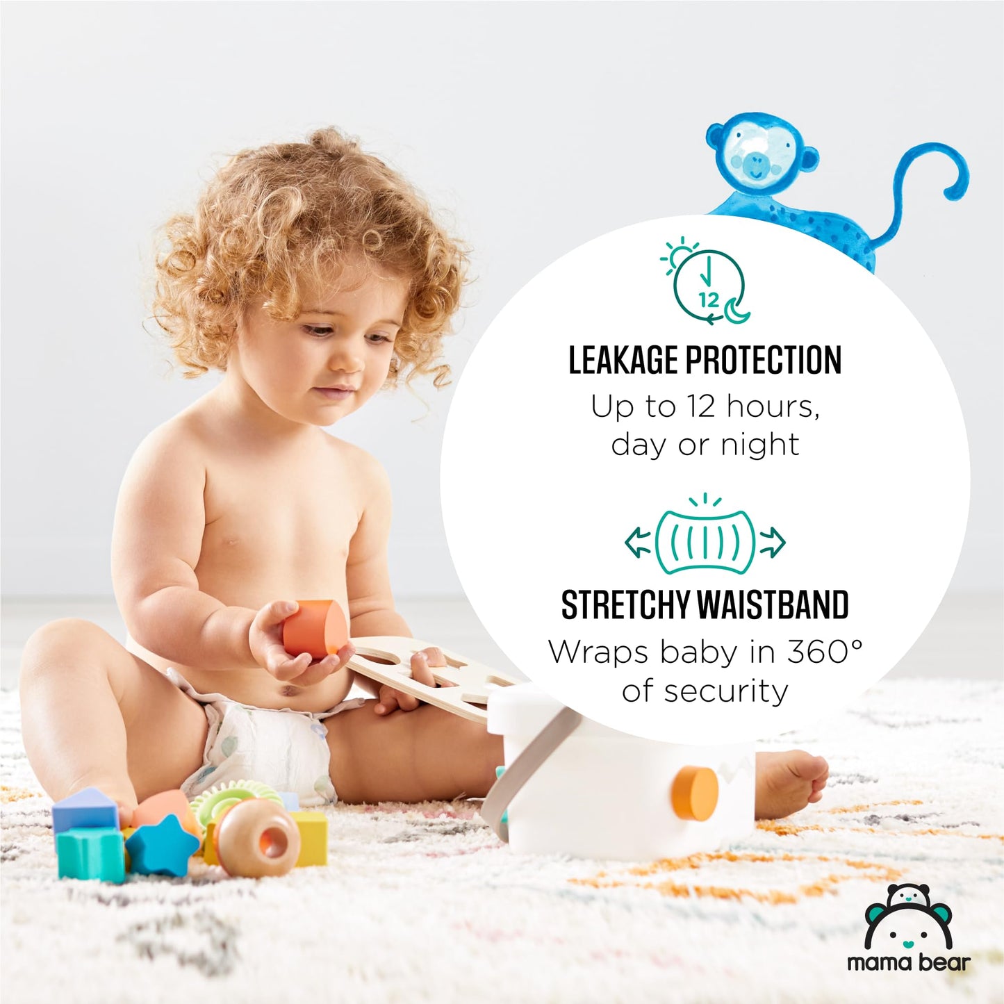 Amazon Brand - Mama Bear Gentle Touch Diapers, Size 2, 184 Count (4 packs of 46)