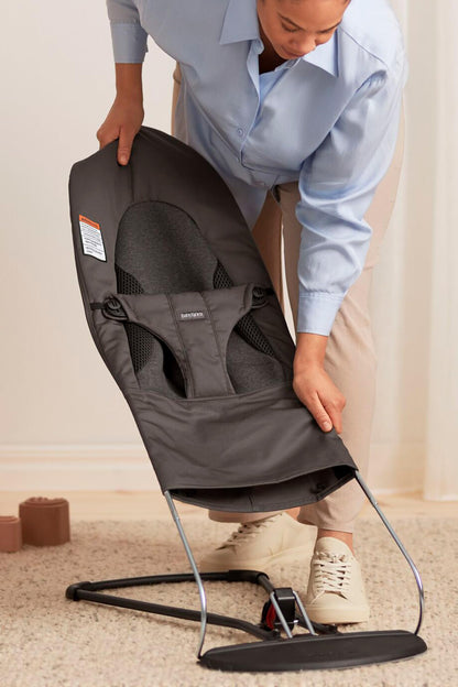 BabyBjörn Bouncer Balance Soft, Dark Gray, Woven/Jersey, Tri-Fabric | 2-in-1 Adjustable Baby Bouncer Seat and Toddler Chair, Newborn to Toddler (8-29 lbs), 4 Positions, Lightweight & Portable