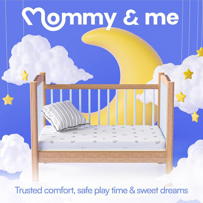 Mommy&Me Pack and Play Mattress Pad (38"x26"x1") with Soft Washable Breathable Cover, Waterproof, CertiPUR-US Certified Foam, Pack&Play Topper