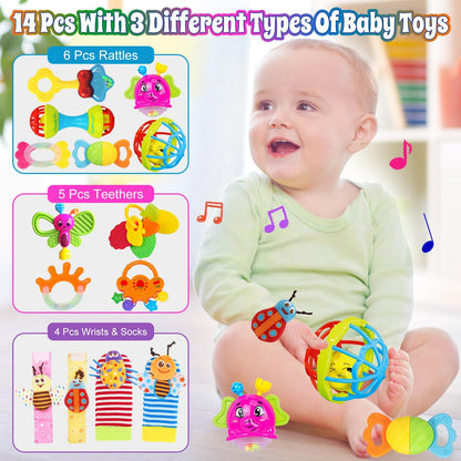 Baby Rattles 0-6 Months: Baby Toys Rattles for Babies 6-12 Months Infant Toys 0-3 Months Newborn Toys Teething Toys 3-6 Months - Baby Rattle Socks Baby Gifts for Boy Girl