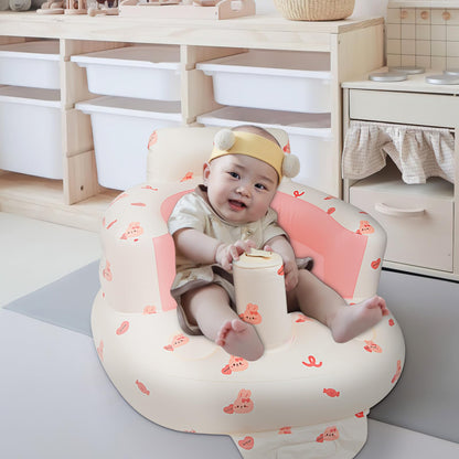 EKEPE Inflatable Baby Chair with Built in Air Pump, Sit me Up Floor Seat for Baby 3 Months & Up, Blow Up Baby Seats for for Infants for Sitting Up - Bunny