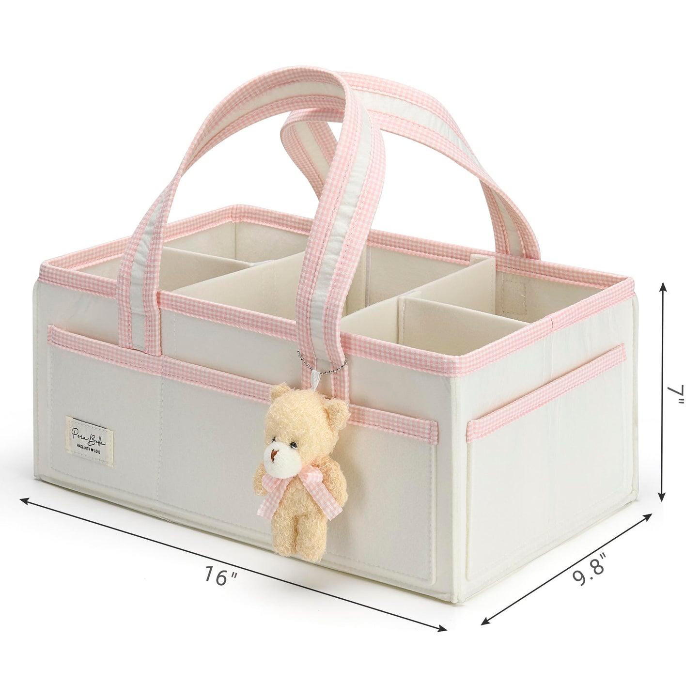 PeraBella XL Diaper Caddy Organizer With Handle, Baby Shower Gifts Basket Bag, Registry Search Must Haves Items, Newborn Girl Boy Nursery Storage Organizer, Baby Bag Essentials, Car Diaper Caddy Cart