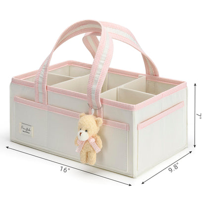 PeraBella XL Diaper Caddy Organizer With Handle, Baby Shower Gifts Basket Bag, Registry Search Must Haves Items, Newborn Girl Boy Nursery Storage Organizer, Baby Bag Essentials, Car Diaper Caddy Cart