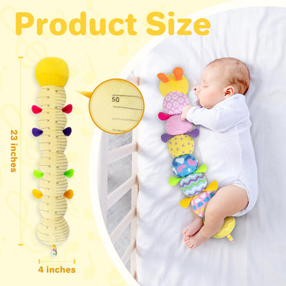 KMUYSL Baby Toys 0-12 Months, Musical Animal Stuffed Toy with Crinkle, Rattles & Lullaby, Plush Toy for Infant Newborn, Yellow Fabric Cotton