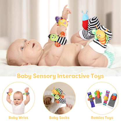 iAOVUEBY Baby Gift Set, Baby Shower Gifts, Black and White High Contrast Baby Toys 0-6 Months for Newborn Essentials Infant Rattle Socks Elephant Toys Blanket Onesies Baby Gift Basket for Girls Boys