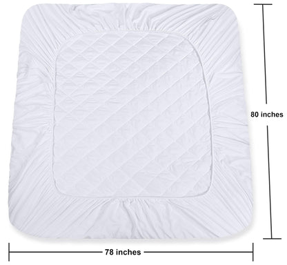 Utopia Bedding Quilted Fitted Mattress Pad, King Size, Elastic Fitted Mattress Topper Protector and Cover Stretches up to 16 Inches Deep, Machine Washable (White)