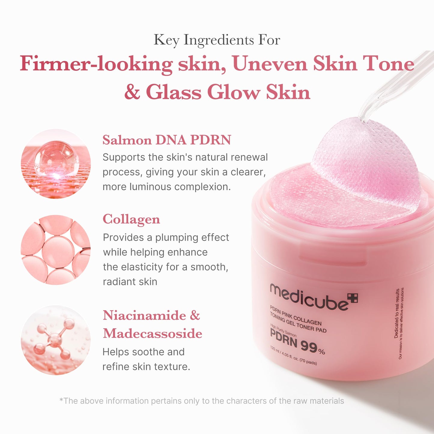 medicube Salmon DNA PDRN Pink Collagen Jelly Pad | Korean Gel Toner Pads with Niacinamide, Madecassoside, Retinol | Soothing, Radiance & Uneven Skin Tone | Korean Skin Care | 70Pads