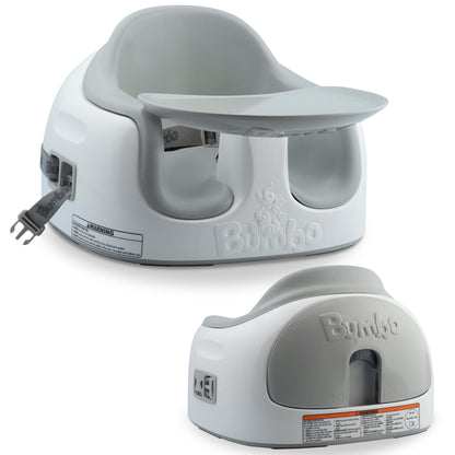 Bumbo 3-in-1 Multi-Seat for 6 to 36 Months, Travel Baby Feeding & Play Floor Seat, All-in-One Portable Booster with Tray & Toddler High Chair, Cool Grey