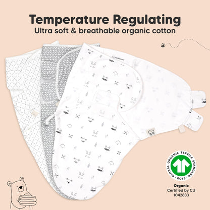 KeaBabies 3-Pack Organic Baby Swaddle Sleep Sacks - Swaddles for Newborns, Infant 0-3 Months, Baby Girls, Boys, Soft & Snug Newborn Sleep Sack, Nursery Swaddling Blankets (Nordic)