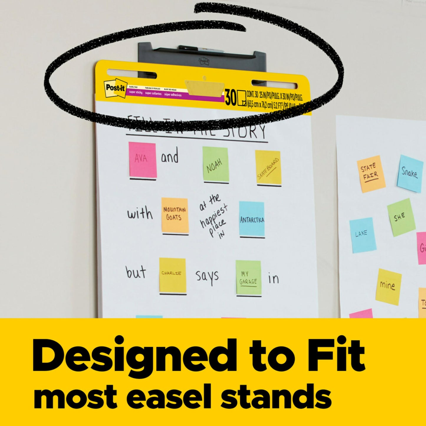 Bundle of Post-it Super Sticky Notes, 24 Sticky Note Pads, 3 x 3 in, Supernova Neons + Post-it Super Sticky Easel Pad, 25 in x 30 in, White, 30 Sheets/Pad, 2 Pads/Pack Self Stick Flip Chart Paper
